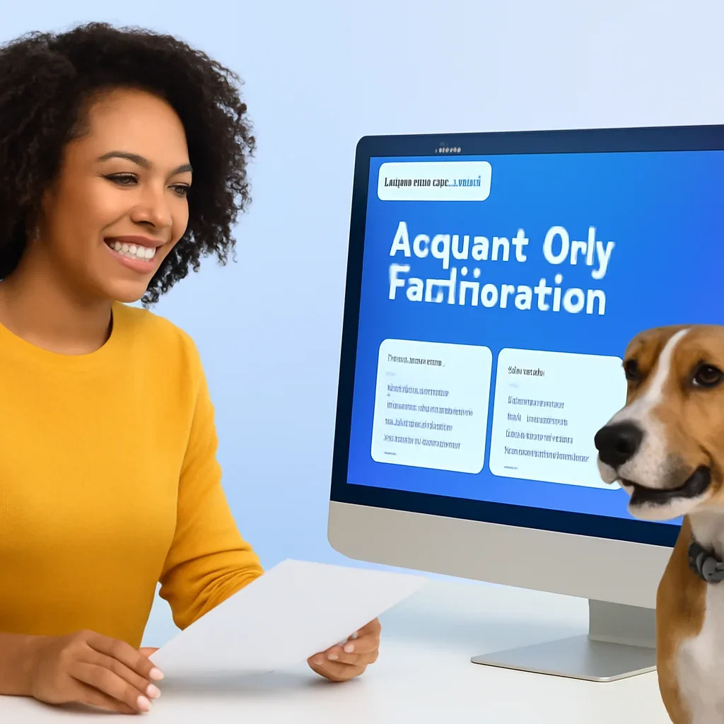 Accident-Only Pet Insurance page call-to-action image showing a pet owner moving forward with quote comparison