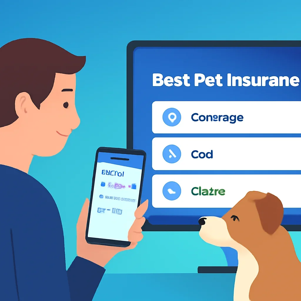 Best Pet Insurance page call-to-action image showing a pet owner moving forward with quote comparison