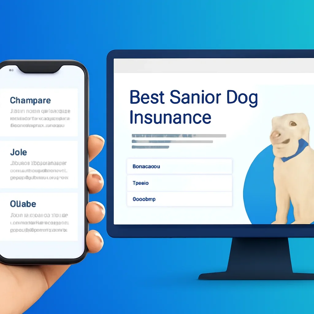 Best Senior Dog Insurance page call-to-action image showing a pet owner moving forward with quote comparison
