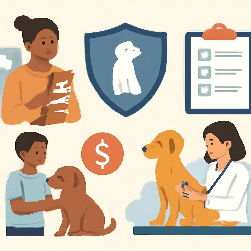 Pet Insurance for Low-Income Families page mid-section image showing coverage review and policy comparison details