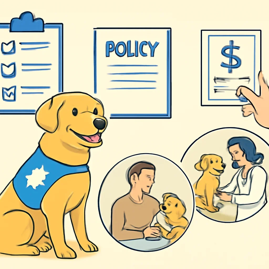 Pet Insurance for Service Dogs page mid-section image showing coverage review and policy comparison details