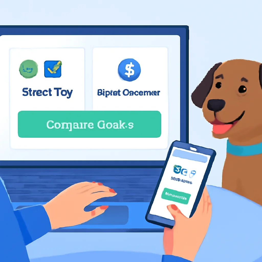Direct Pay vs Reimbursement Pet Insurance page call-to-action image showing a pet owner moving forward with quote comparison