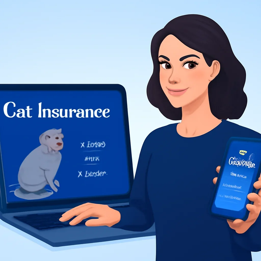 Cat Insurance page call-to-action image showing a pet owner moving forward with quote comparison
