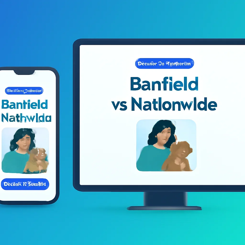 Banfield vs Nationwide page call-to-action image showing a pet owner moving forward with quote comparison