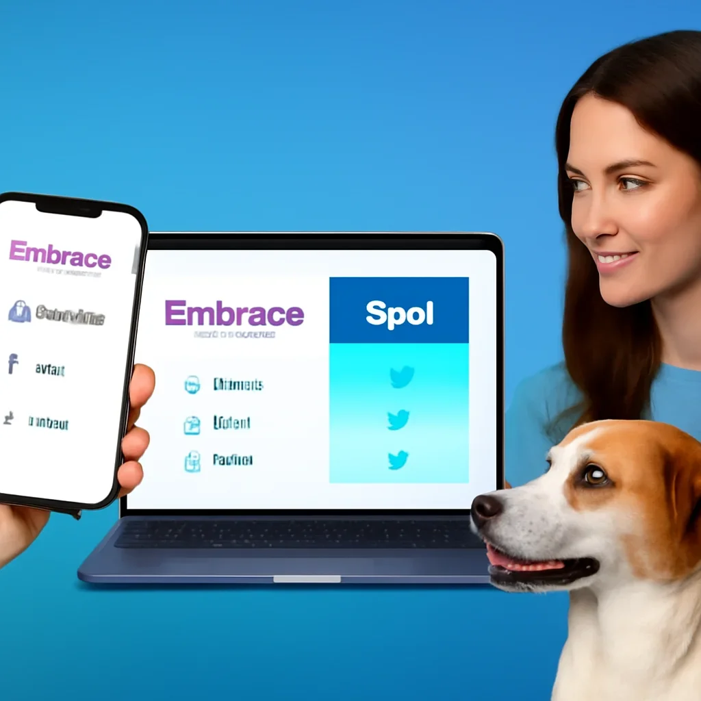 Embrace vs Spot page call-to-action image showing a pet owner moving forward with quote comparison