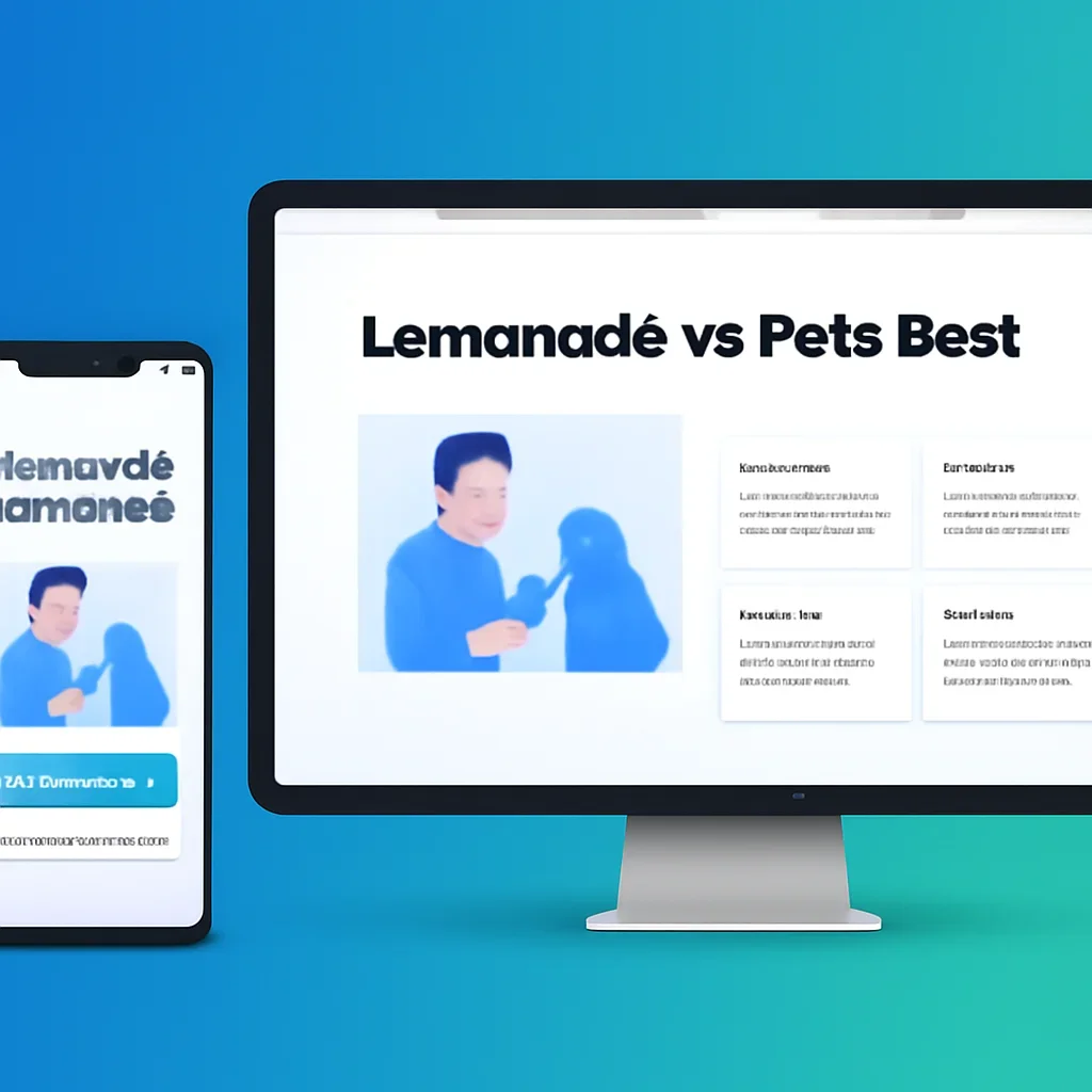 Lemonade vs Pets Best page call-to-action image showing a pet owner moving forward with quote comparison