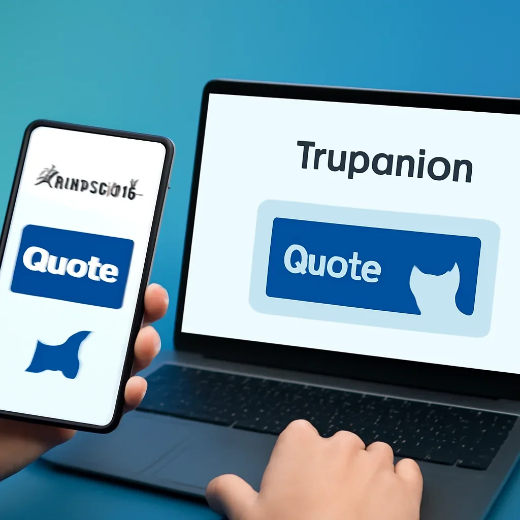 Lemonade vs Trupanion page call-to-action image showing a pet owner moving forward with quote comparison