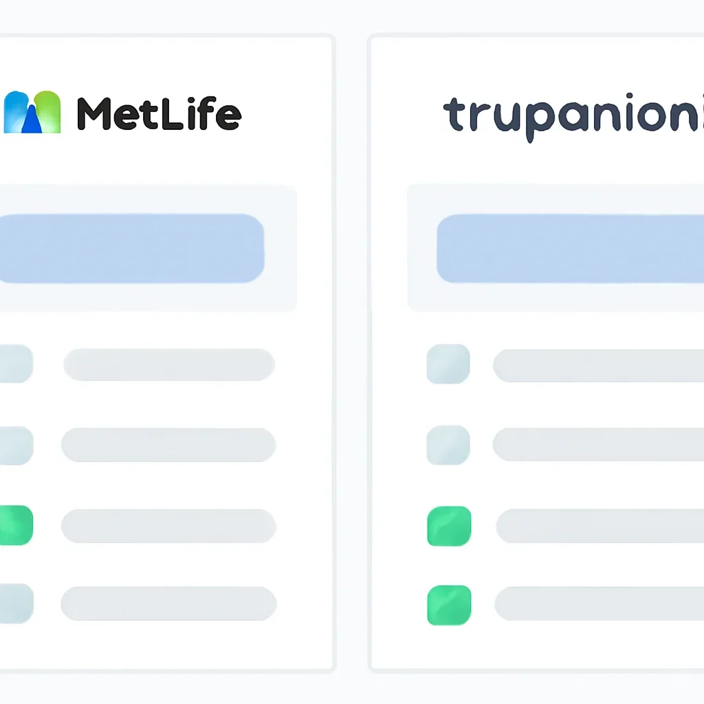 MetLife vs Trupanion page mid-section image showing coverage review and policy comparison details
