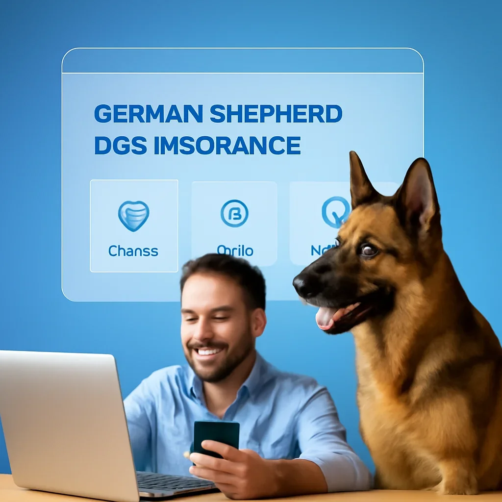 German Shepherd Dog Insurance page call-to-action image showing a pet owner moving forward with quote comparison