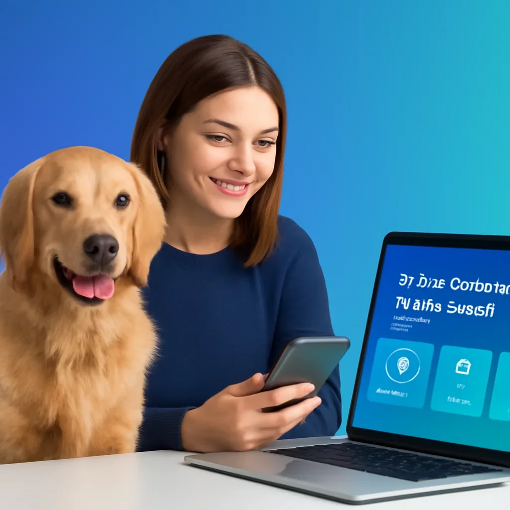 Golden Retriever Dog Insurance page call-to-action image showing a pet owner moving forward with quote comparison