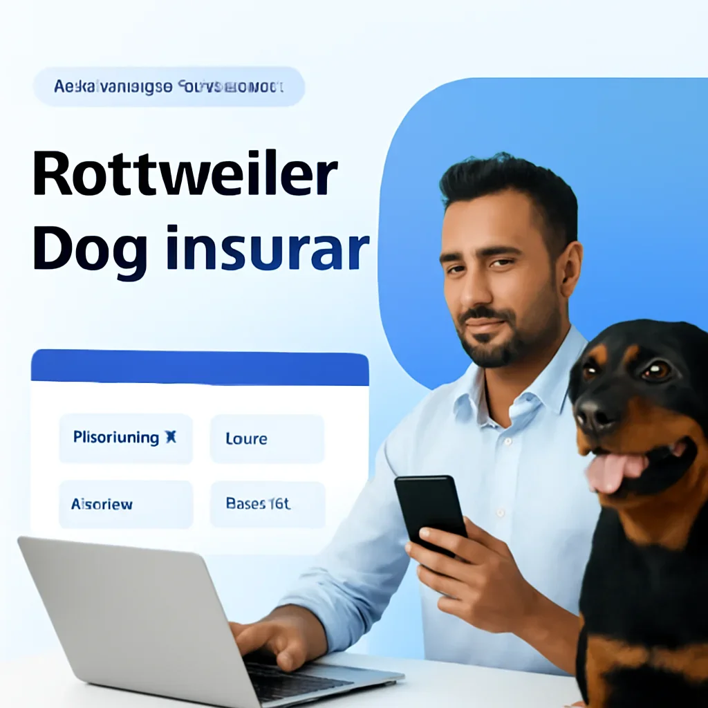 Rottweiler Dog Insurance page call-to-action image showing a pet owner moving forward with quote comparison