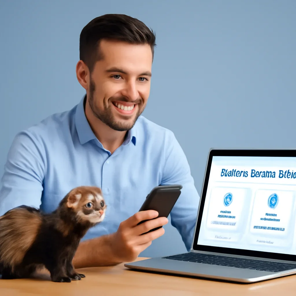 Ferret Insurance page call-to-action image showing a pet owner moving forward with quote comparison