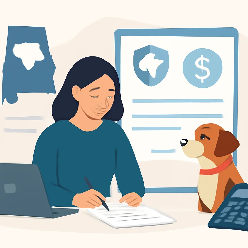 Alabama Pet Insurance page mid-section image showing coverage review and policy comparison details