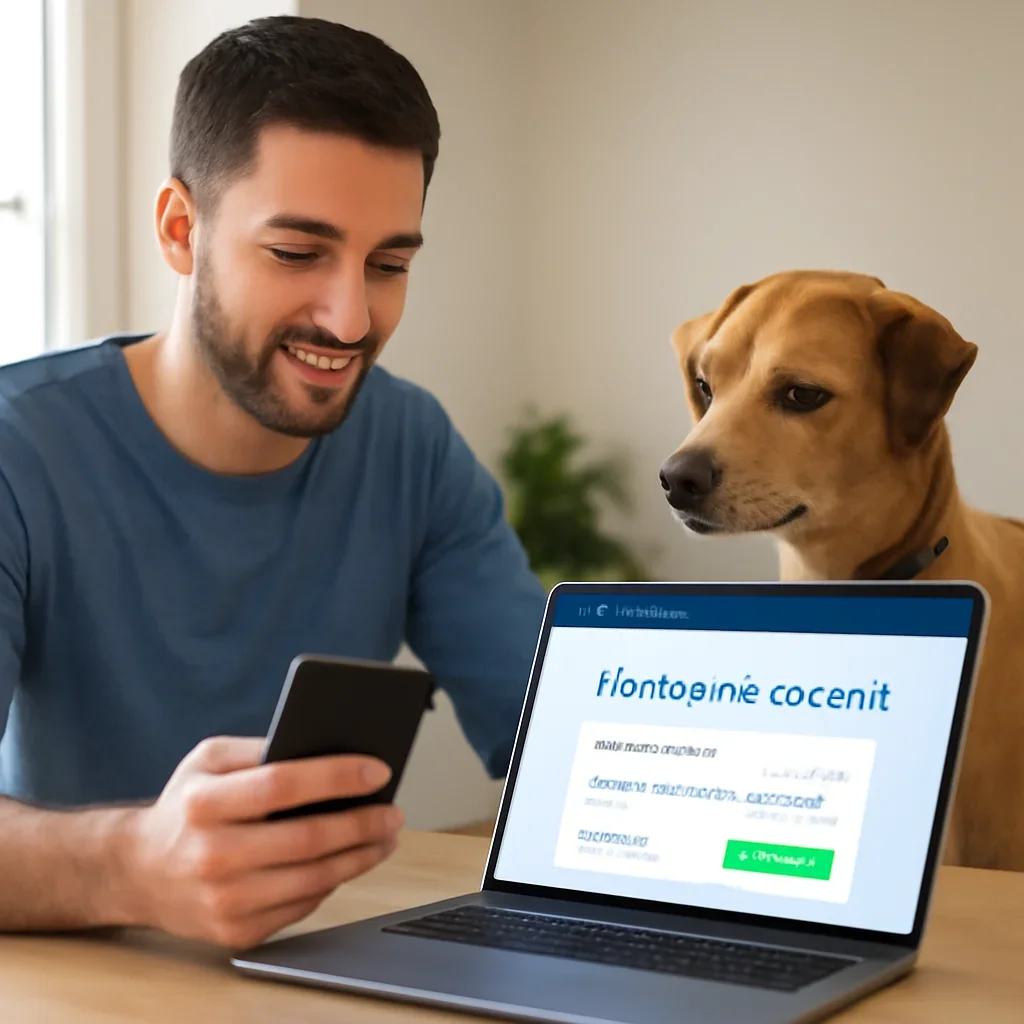 Arizona Pet Insurance page call-to-action image showing a pet owner moving forward with quote comparison