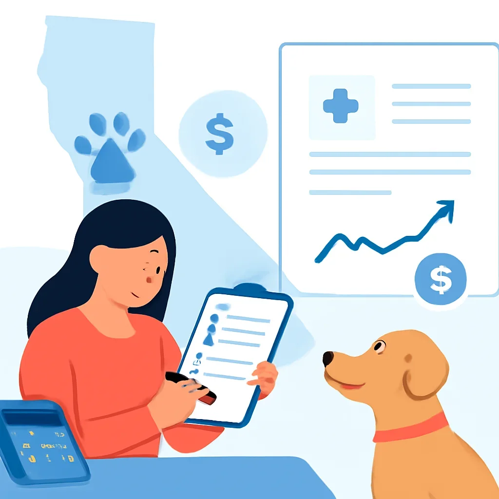 California Pet Insurance page mid-section image showing coverage review and policy comparison details