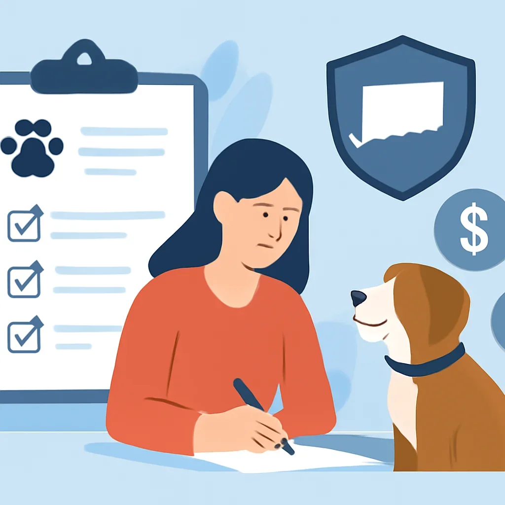 Connecticut Pet Insurance page mid-section image showing coverage review and policy comparison details