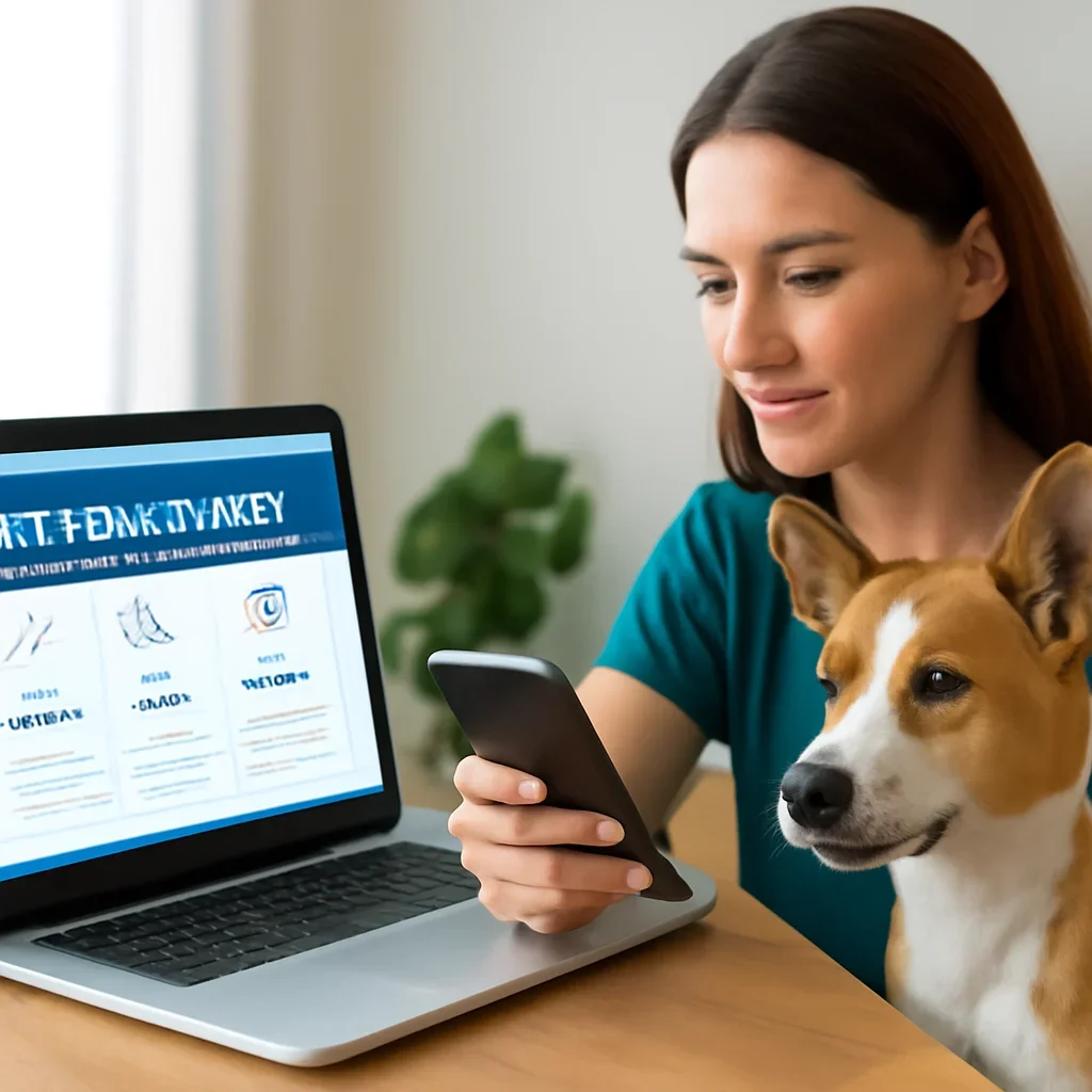 Florida Pet Insurance page call-to-action image showing a pet owner moving forward with quote comparison