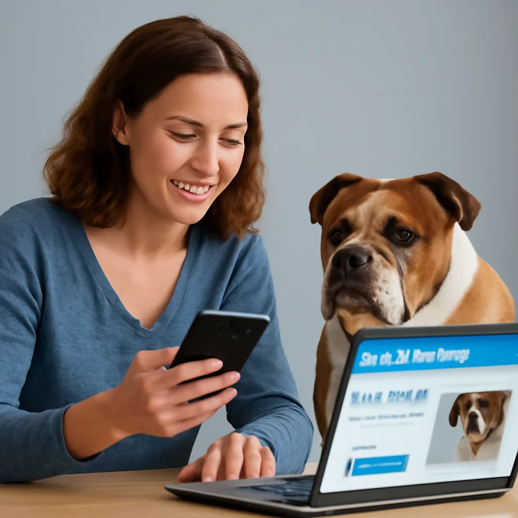 Idaho Pet Insurance page call-to-action image showing a pet owner moving forward with quote comparison
