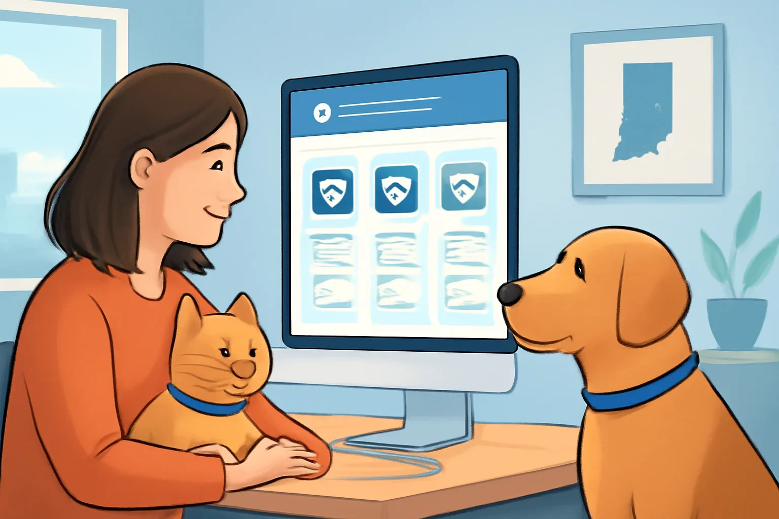 Indiana Pet Insurance page hero image showing pet insurance planning and comparison guidance