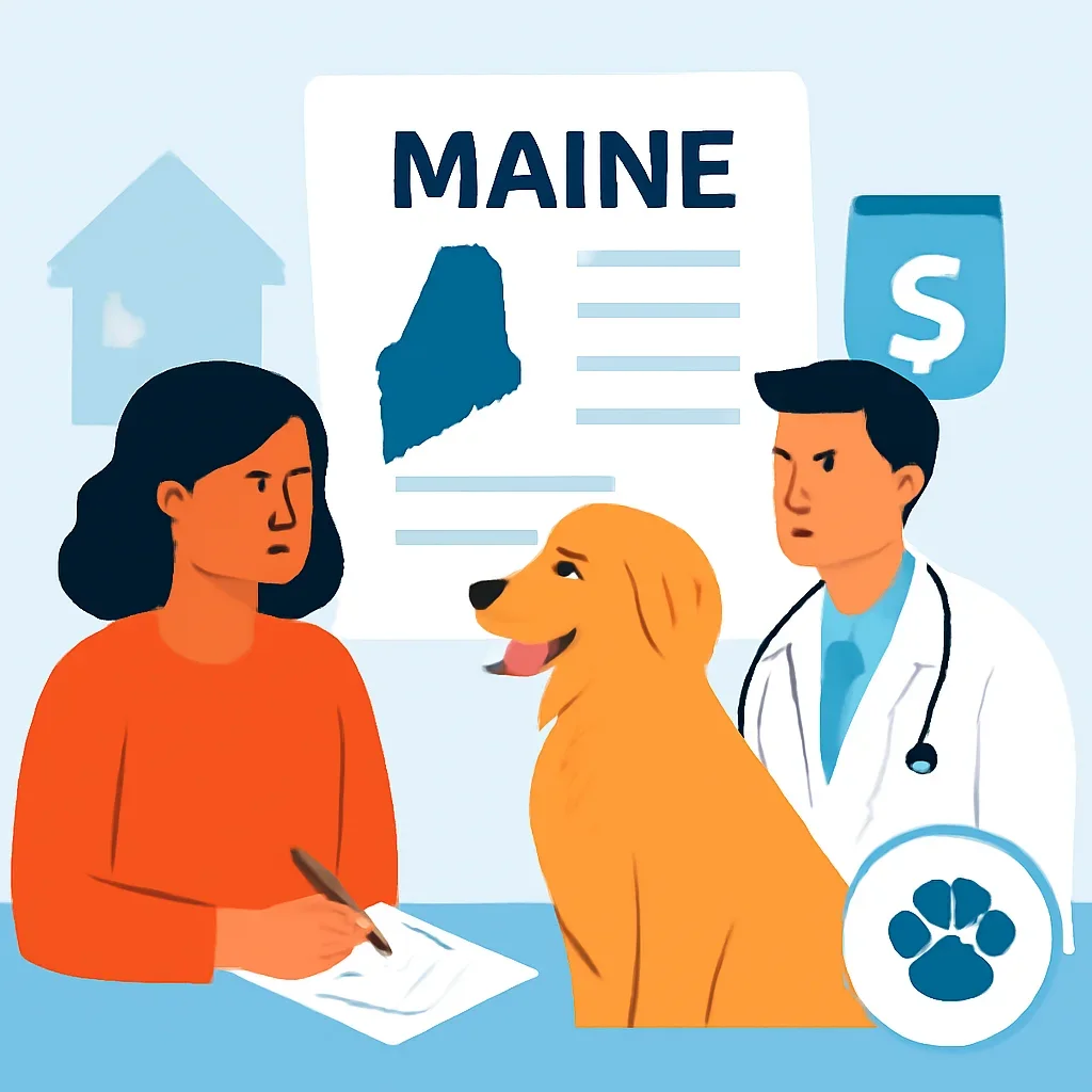 Maine Pet Insurance page mid-section image showing coverage review and policy comparison details