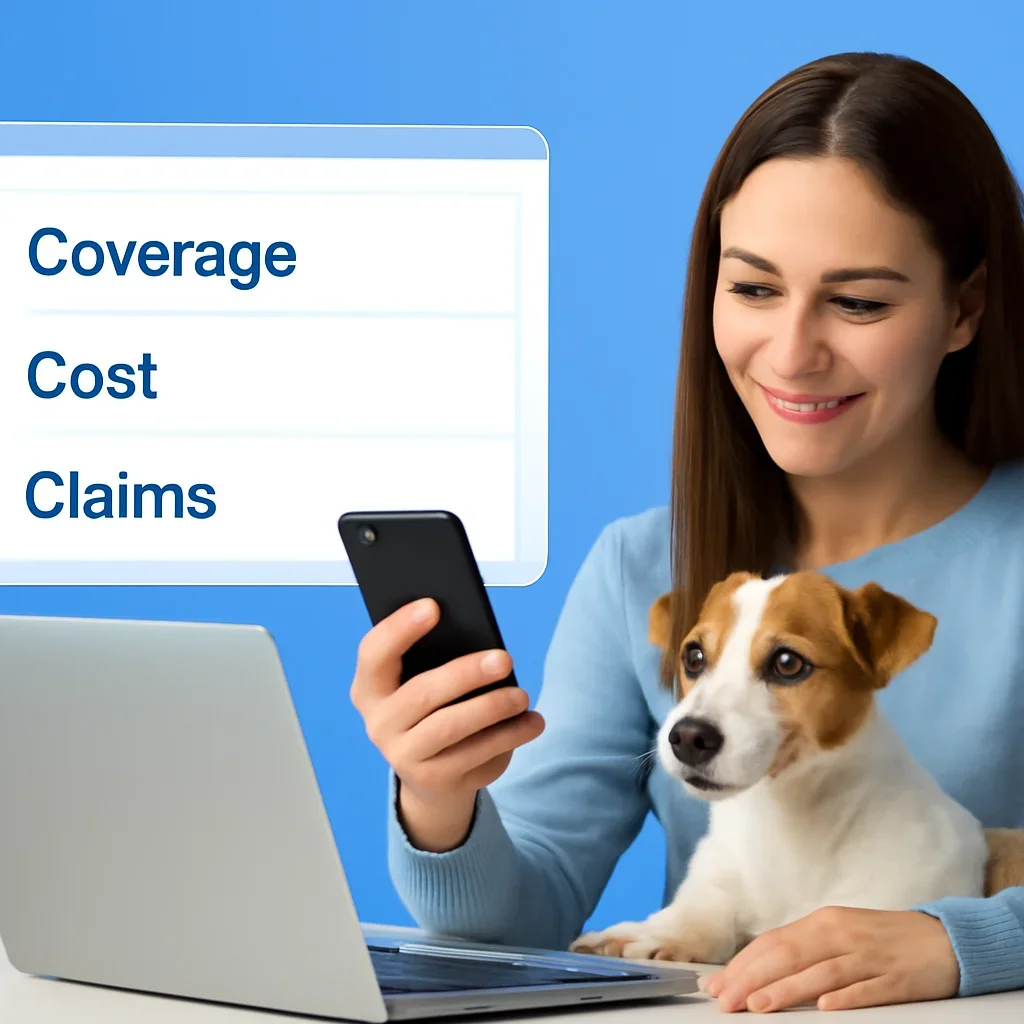 Maryland Pet Insurance page call-to-action image showing a pet owner moving forward with quote comparison