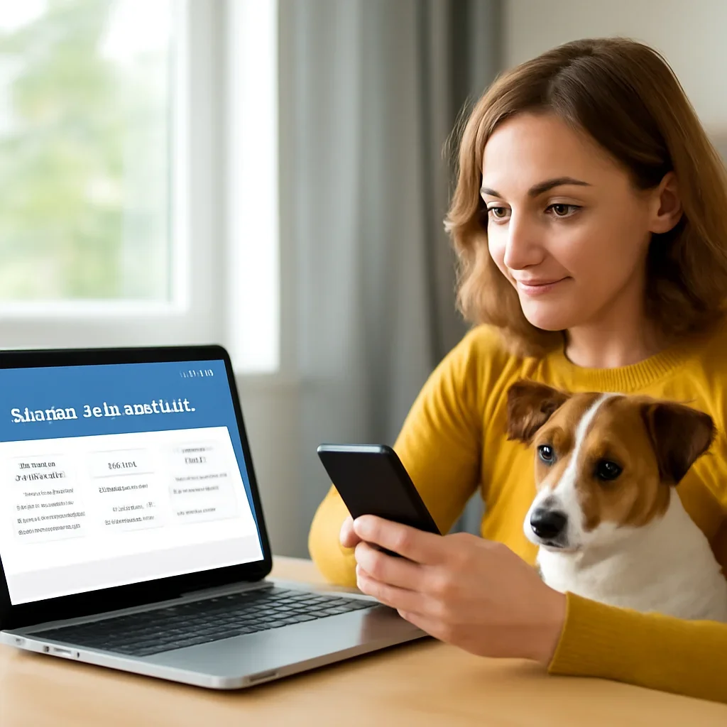 Michigan Pet Insurance page call-to-action image showing a pet owner moving forward with quote comparison