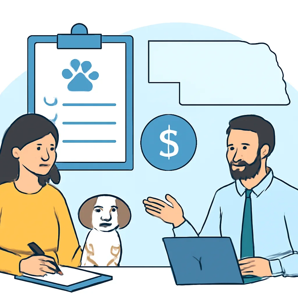 Nebraska Pet Insurance page mid-section image showing coverage review and policy comparison details