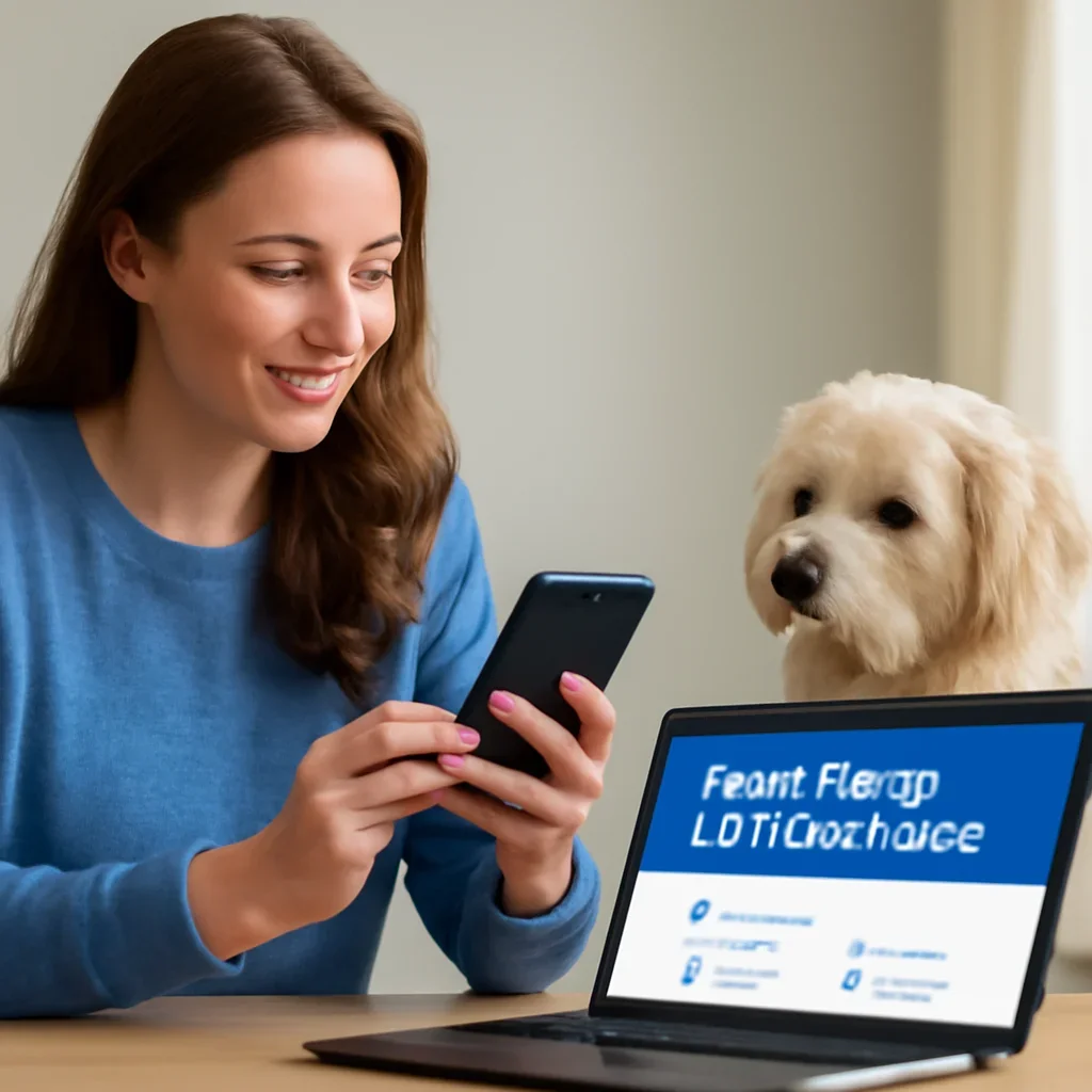 New Jersey Pet Insurance page call-to-action image showing a pet owner moving forward with quote comparison