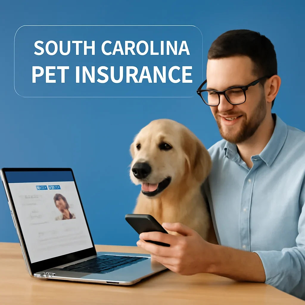 South Carolina Pet Insurance page call-to-action image showing a pet owner moving forward with quote comparison