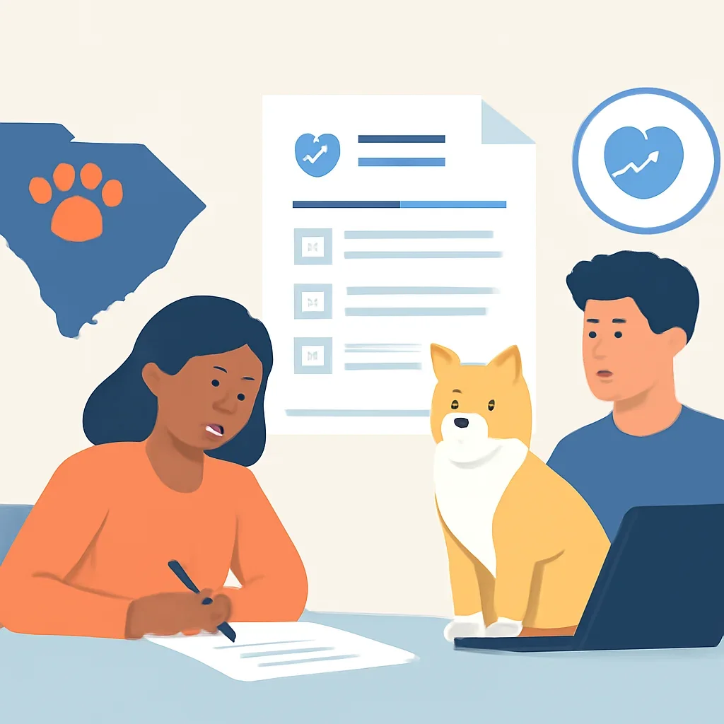 South Carolina Pet Insurance page mid-section image showing coverage review and policy comparison details