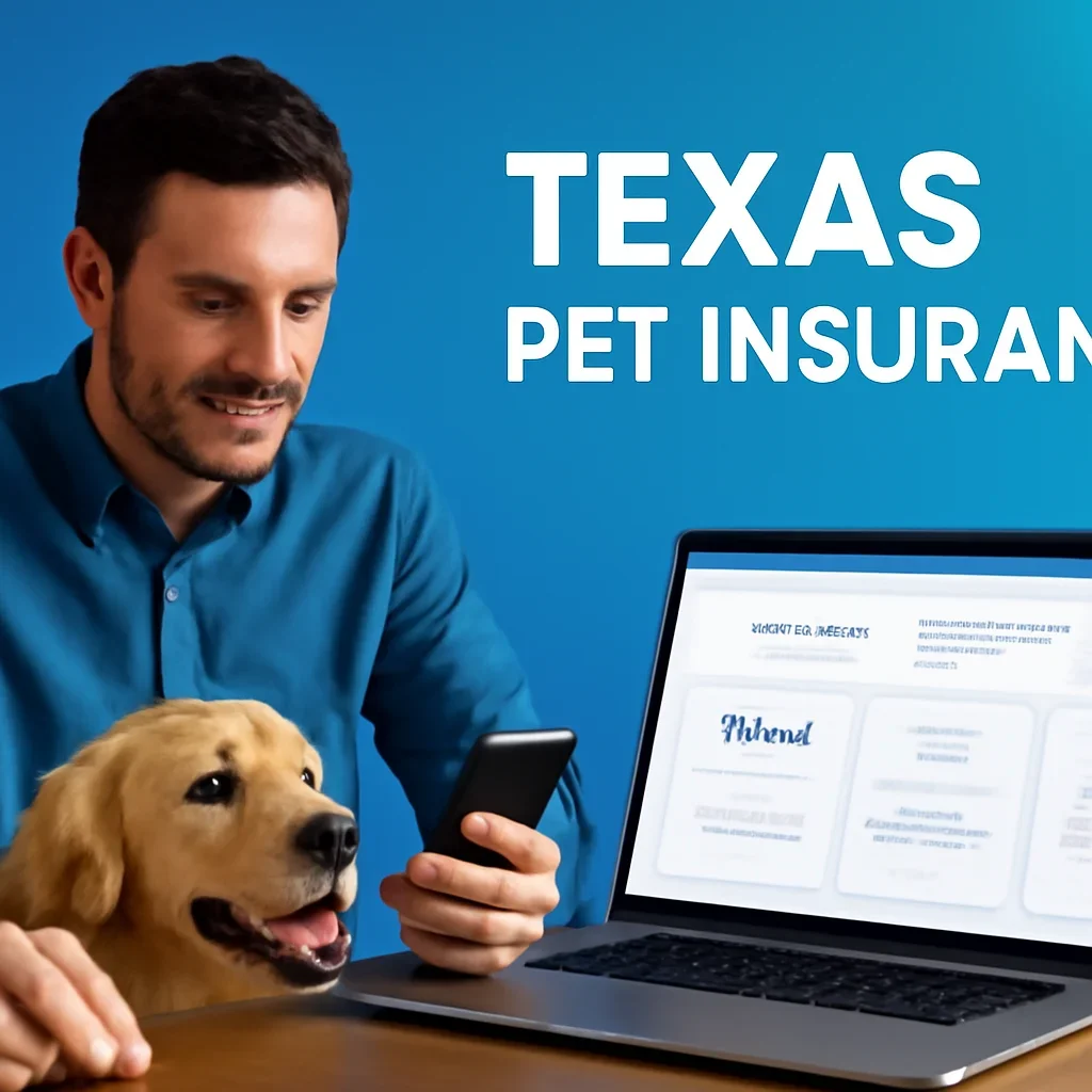 Texas Pet Insurance page call-to-action image showing a pet owner moving forward with quote comparison