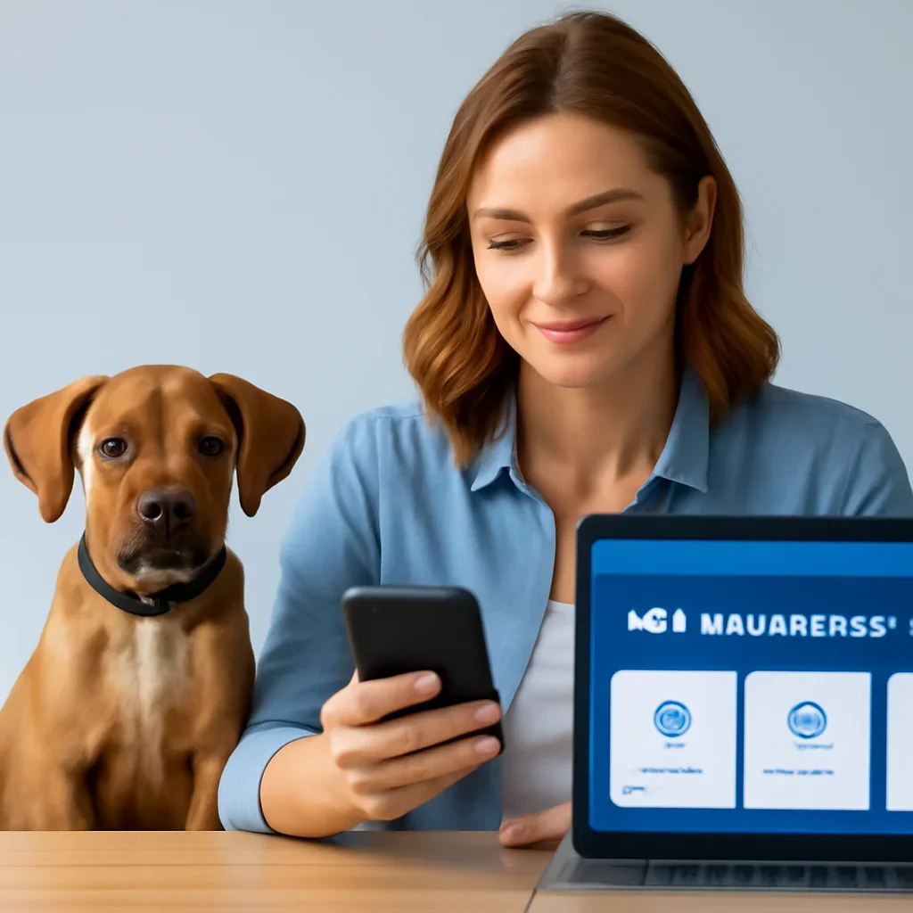 Utah Pet Insurance page call-to-action image showing a pet owner moving forward with quote comparison