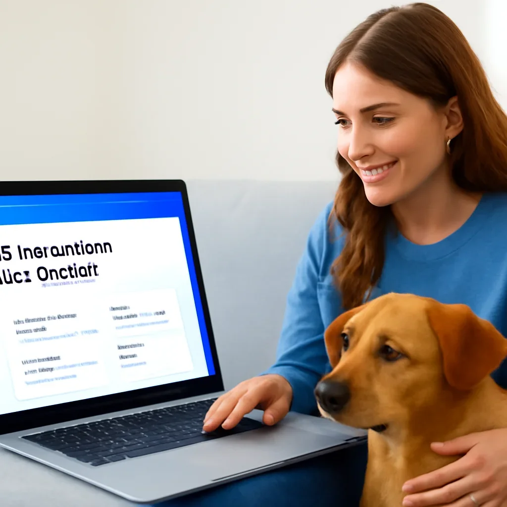 Pet Insurance for Cancer page call-to-action image showing a pet owner moving forward with quote comparison