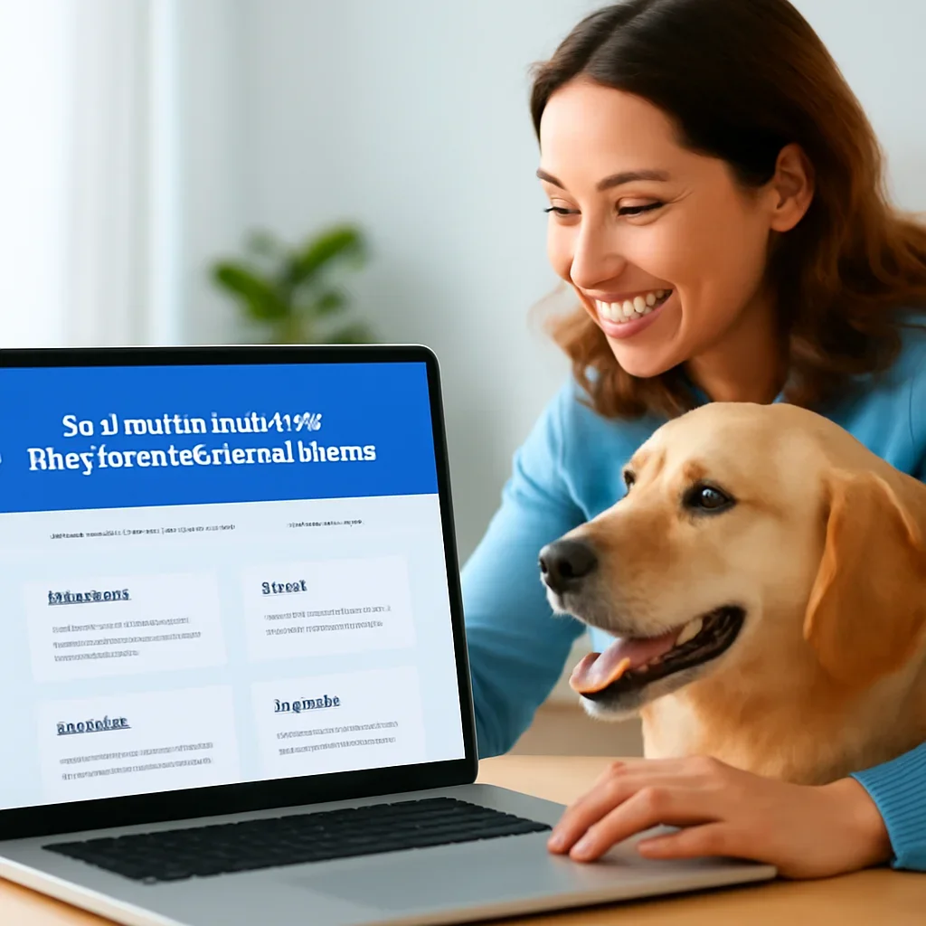 Pet Insurance for Prescription Medications page call-to-action image showing a pet owner moving forward with quote comparison
