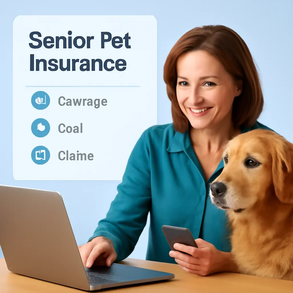 Senior Pet Insurance page call-to-action image showing a pet owner moving forward with quote comparison