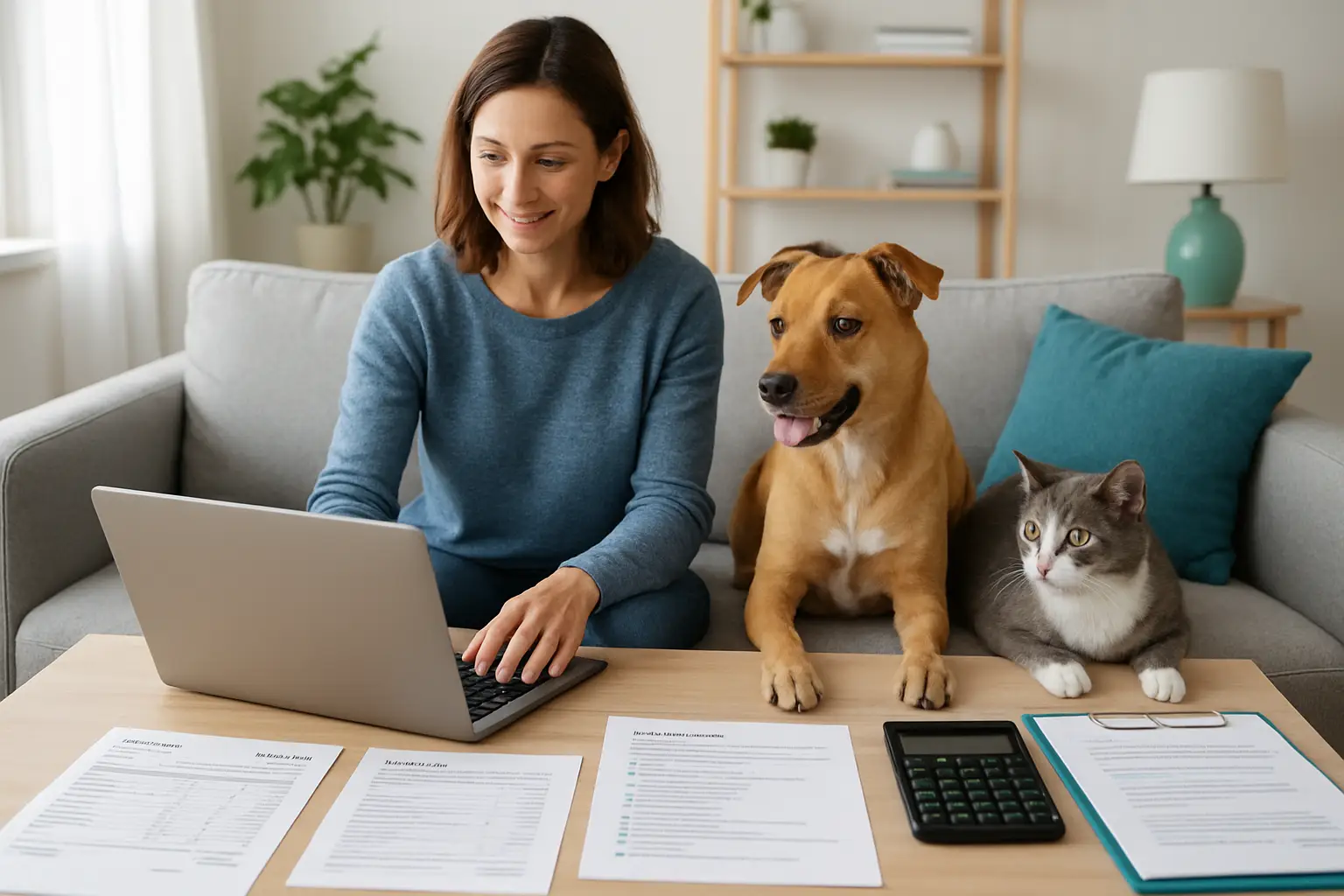 Pet owner comparing insurance plans that cover veterinary visits