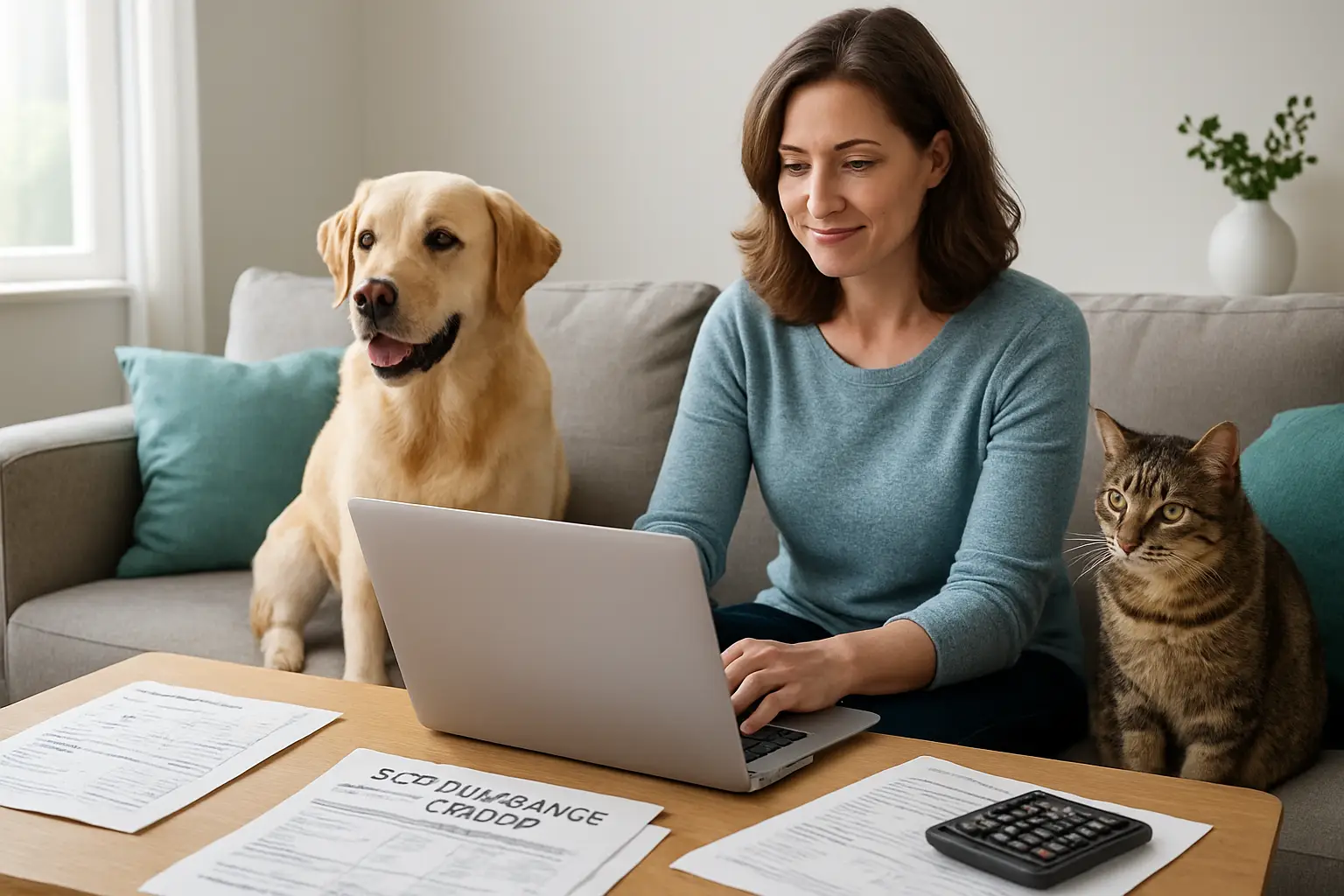 Pet owner reviewing insurance quotes that include dental coverage details
