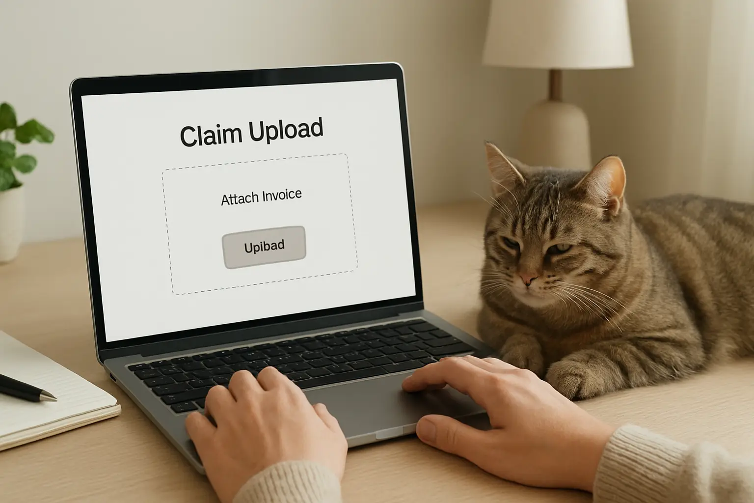 Pet owner submitting a veterinary invoice for reimbursement